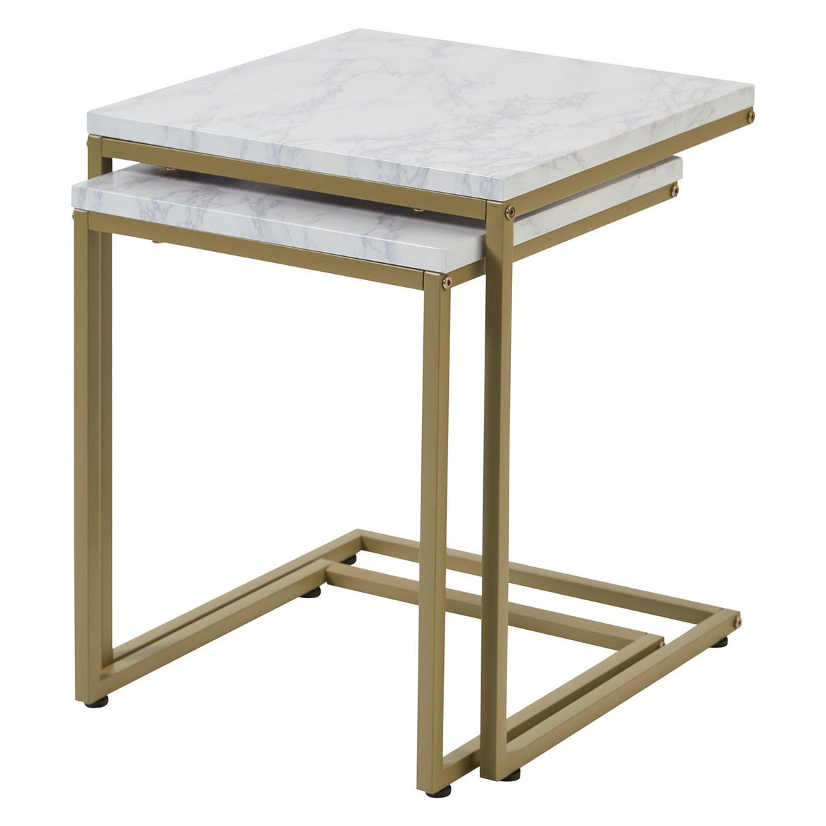 Jay Marble Effect Nest of Tables - Gold Frame