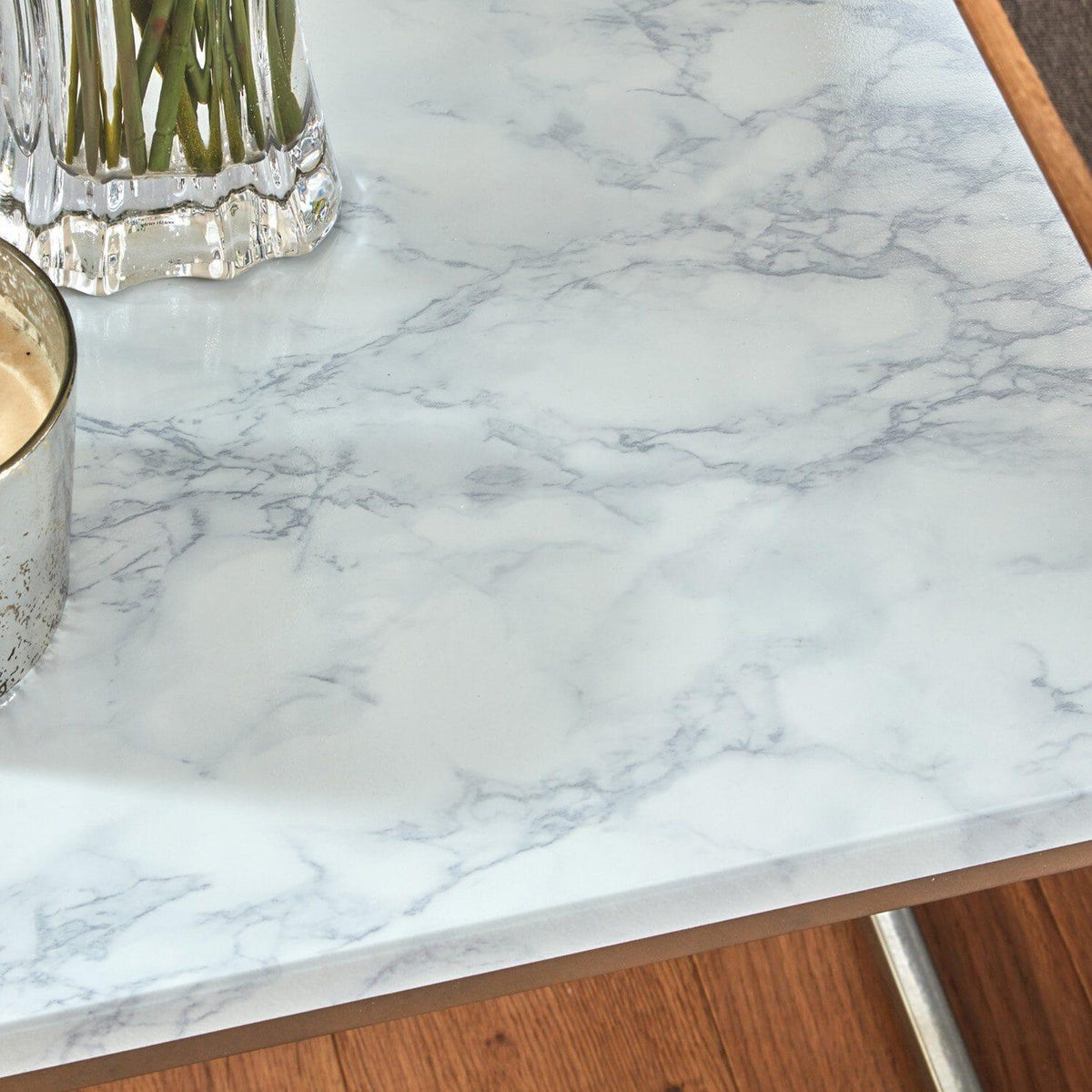 Jay Marble Effect Side Table - Gold Frame