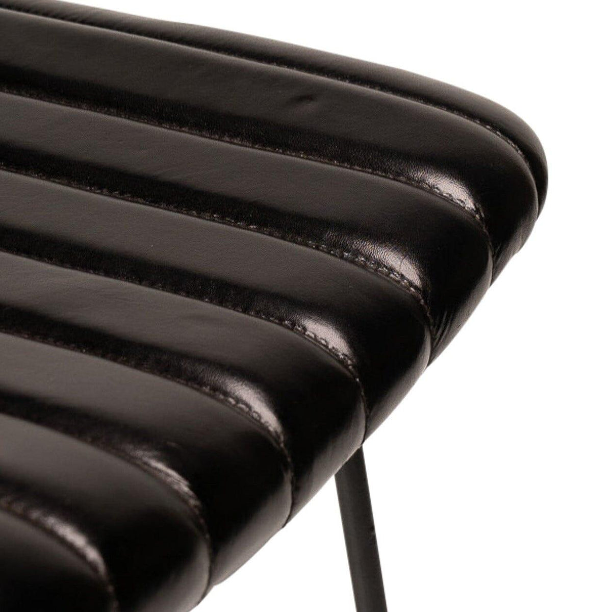 Jayden Black Leather Tall Backless Bar Stools - Set of 2 - Black Metal Legs