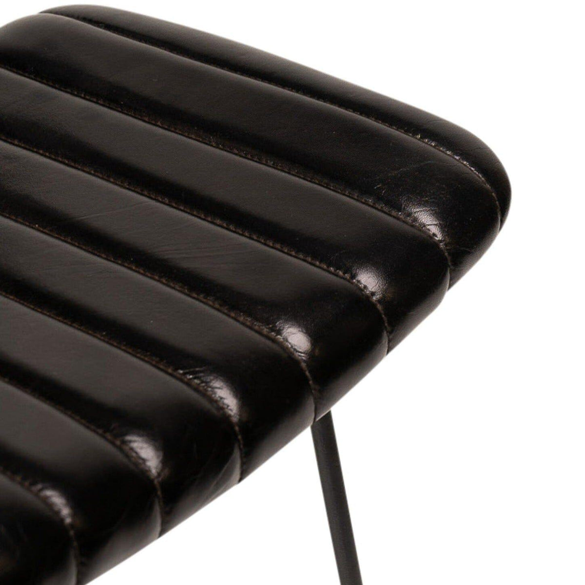 Jayden Black Leather Tall Bar Stools - Set of 2 - Black Metal Legs