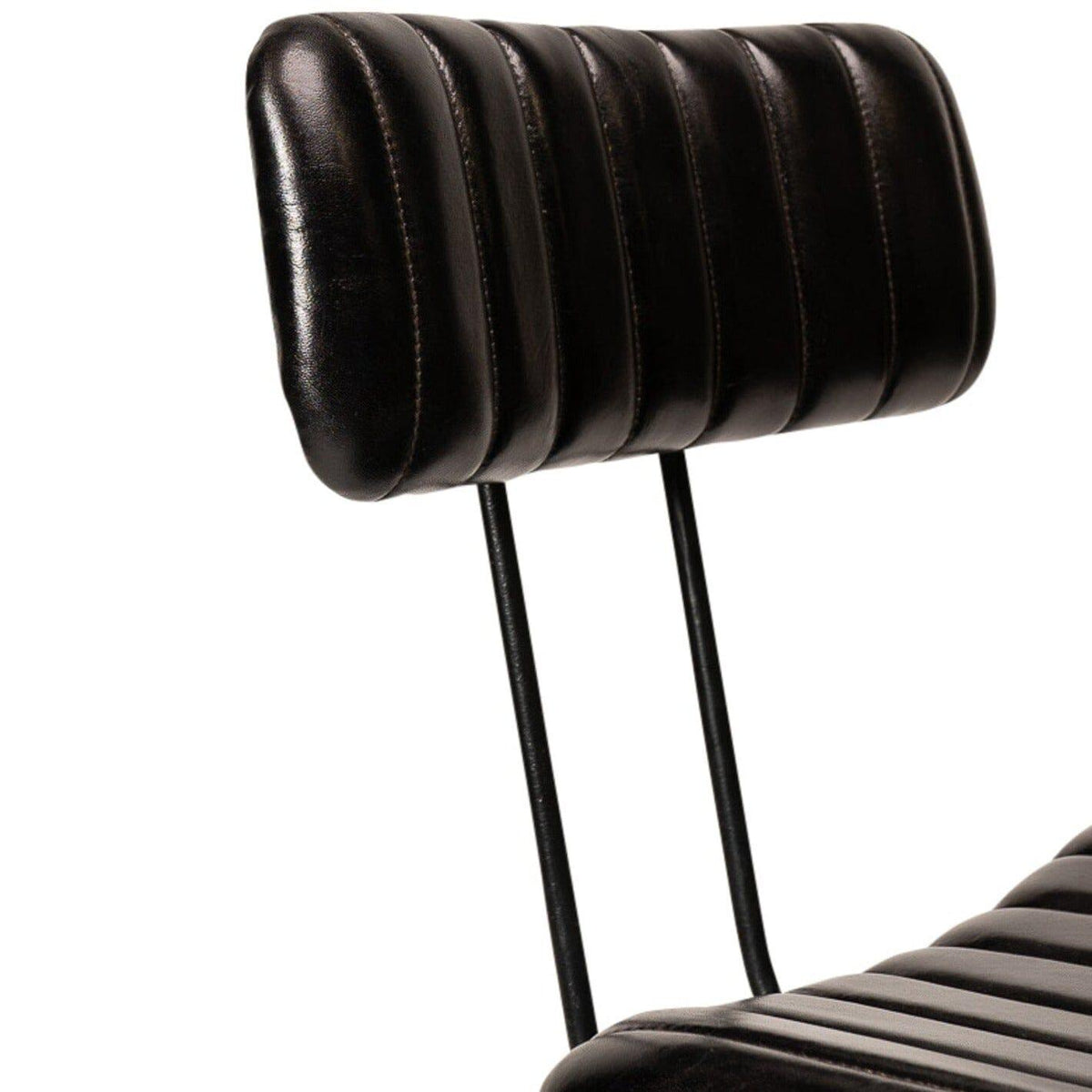 Jayden Black Leather Tall Bar Stools - Set of 2 - Black Metal Legs