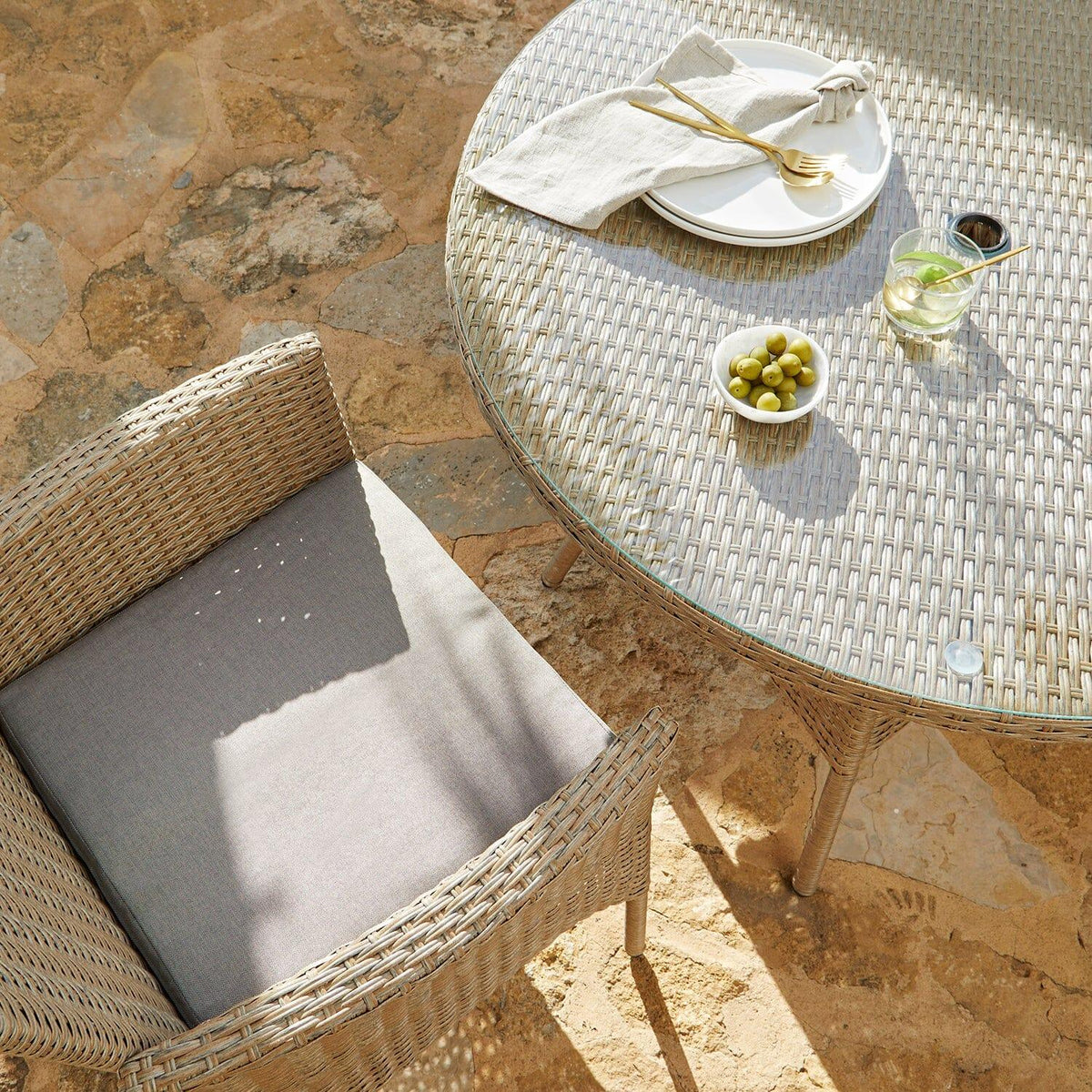 Kemble 2 Seater Rattan Garden Bistro Outdoor Dining Set - Natural Brown