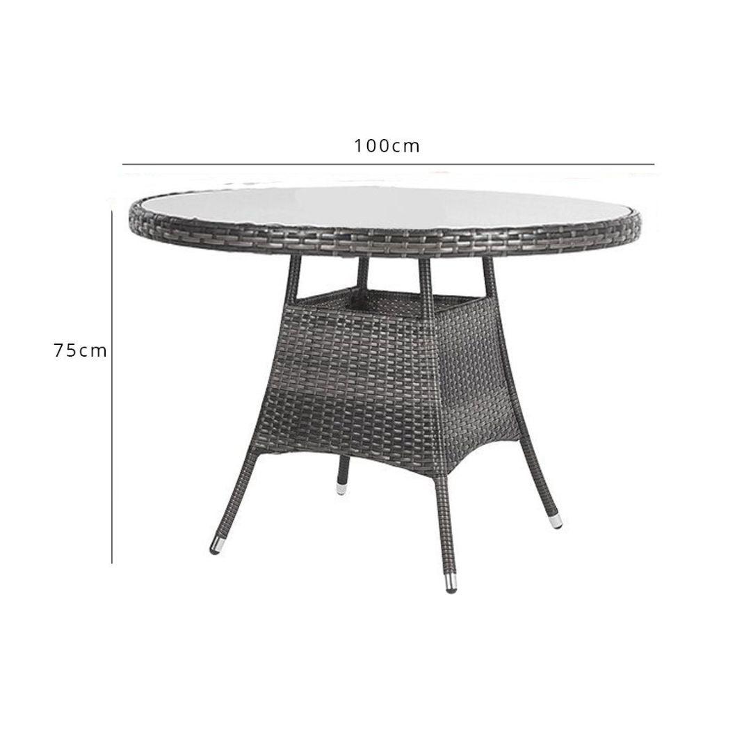 Kemble 4 Seater Garden Round Dining Table - Grey