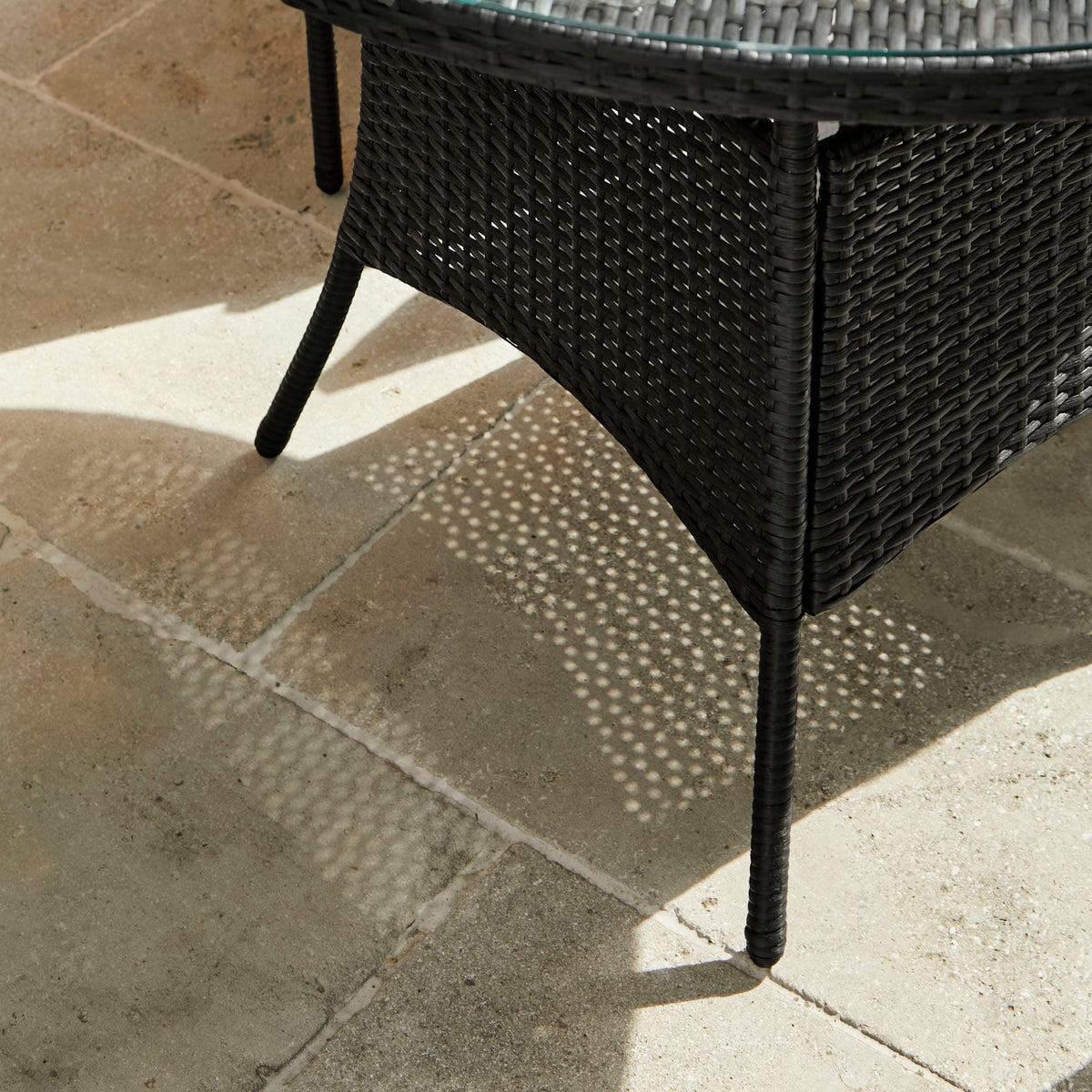 Kemble 4 Seater Rattan Round Garden Dining Table & Chair Set - Black