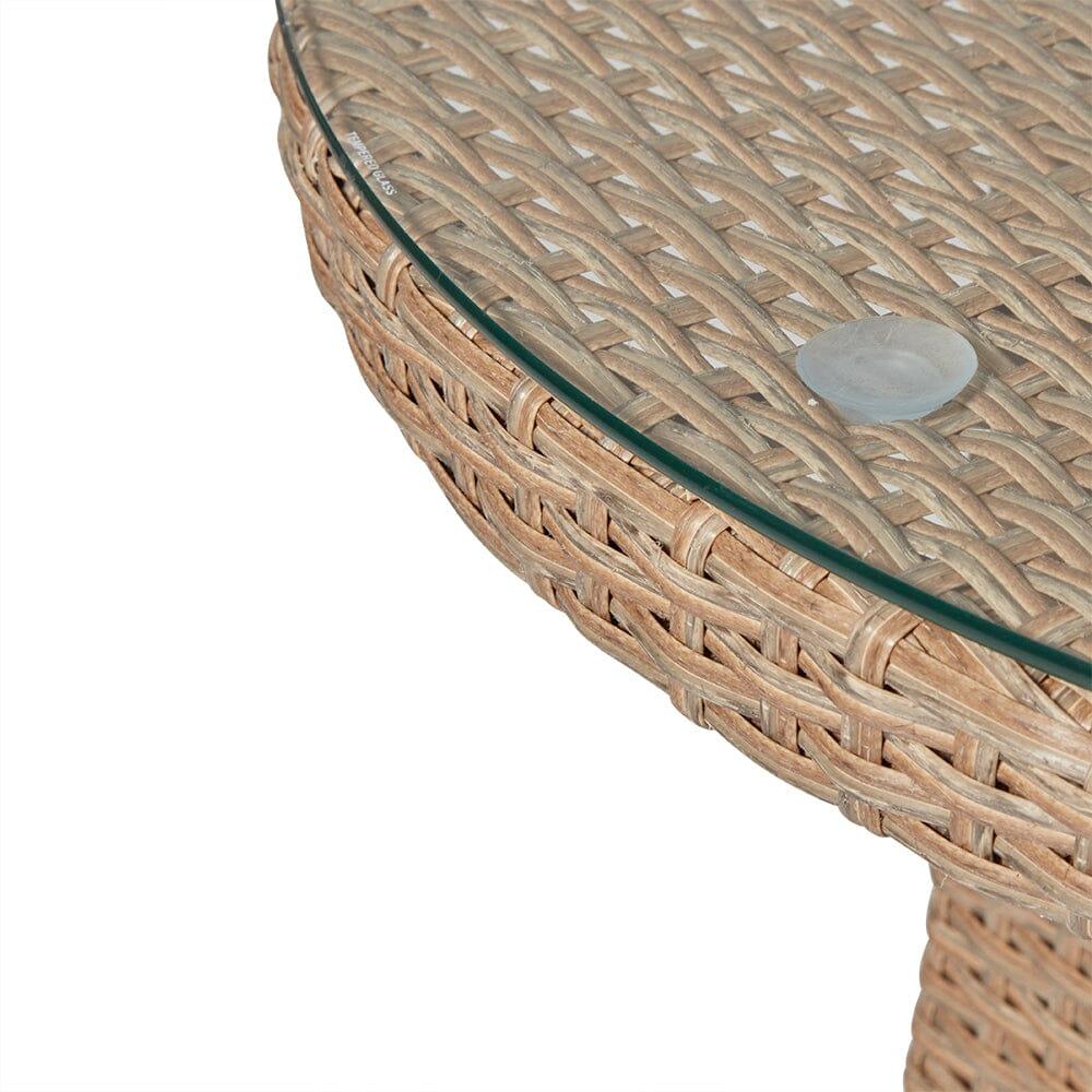 Kemble 4 Seater Rattan Round Garden Dining Table & Chair Set - Natural Brown