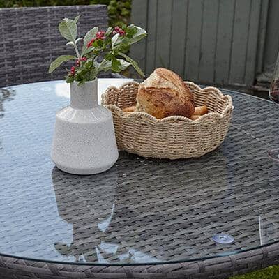 Kemble 6 Seater Garden Round Dining Table - Grey