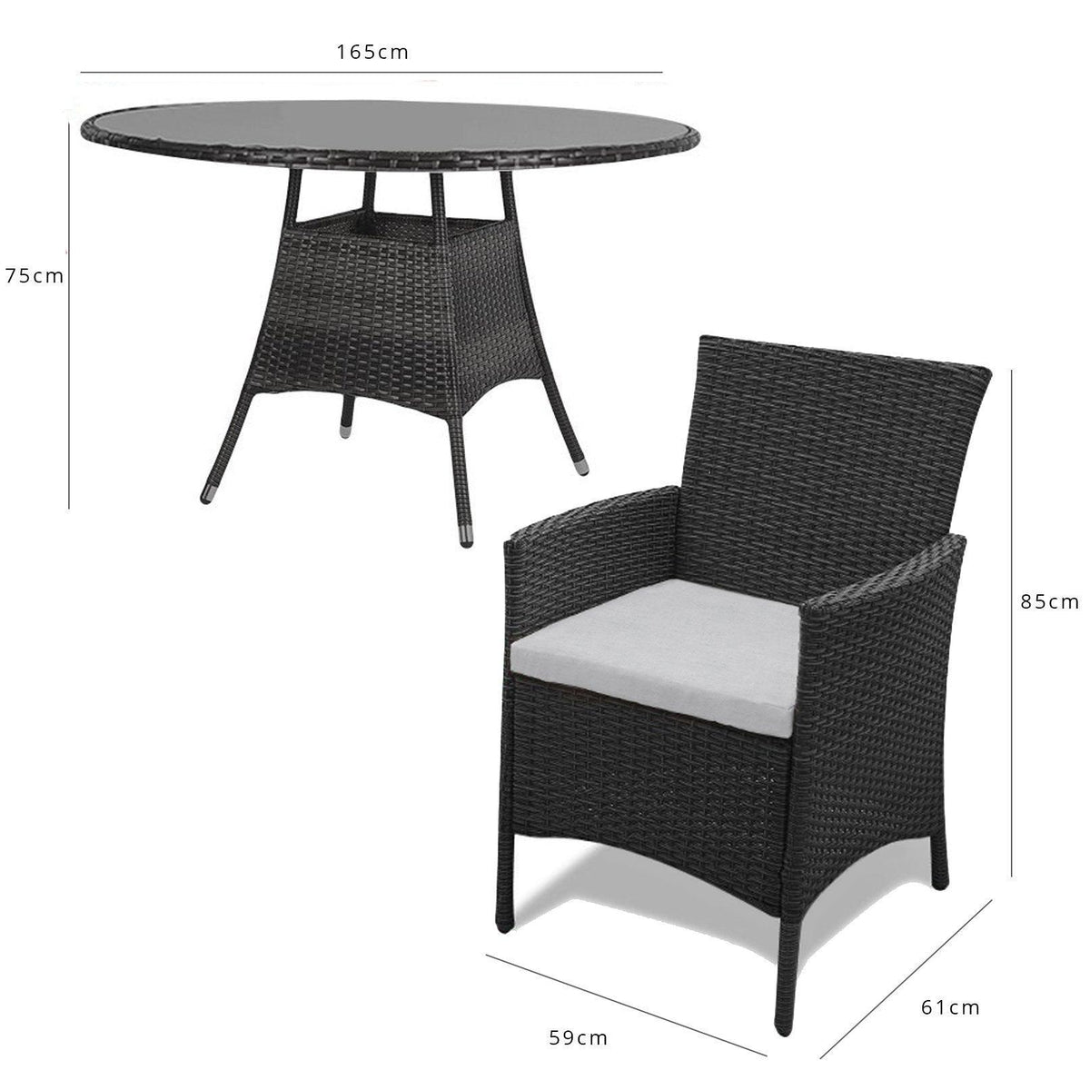 Kemble 8 Seater Round Garden Dining Set - Black