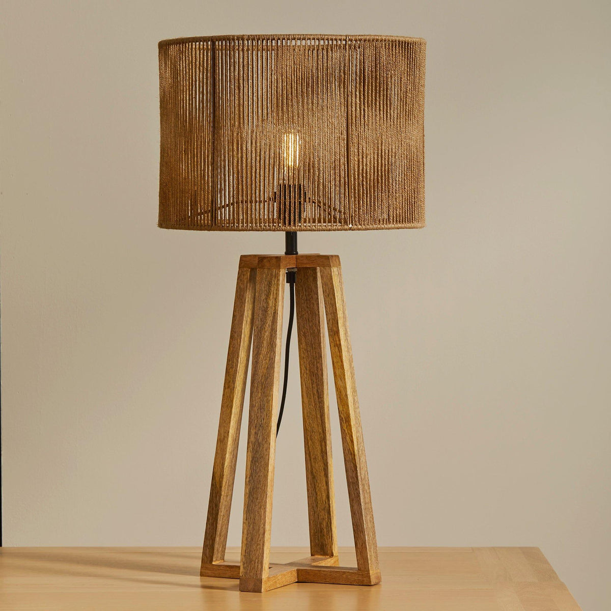 Outlet - Konduru Large Cross Base Natural Jute Table Light