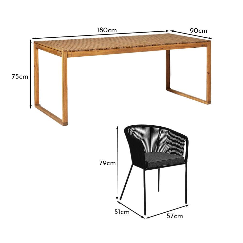 Lennox Table with 6 Black Hali Dining Chairs