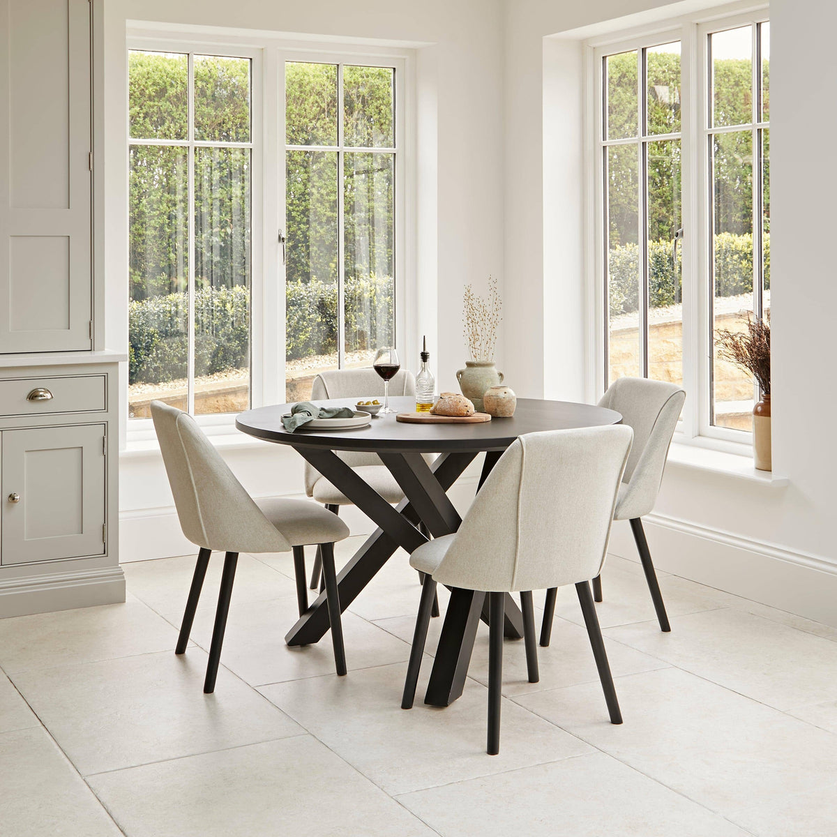Levi Jet Black Acacia Wood Round Dining Table
