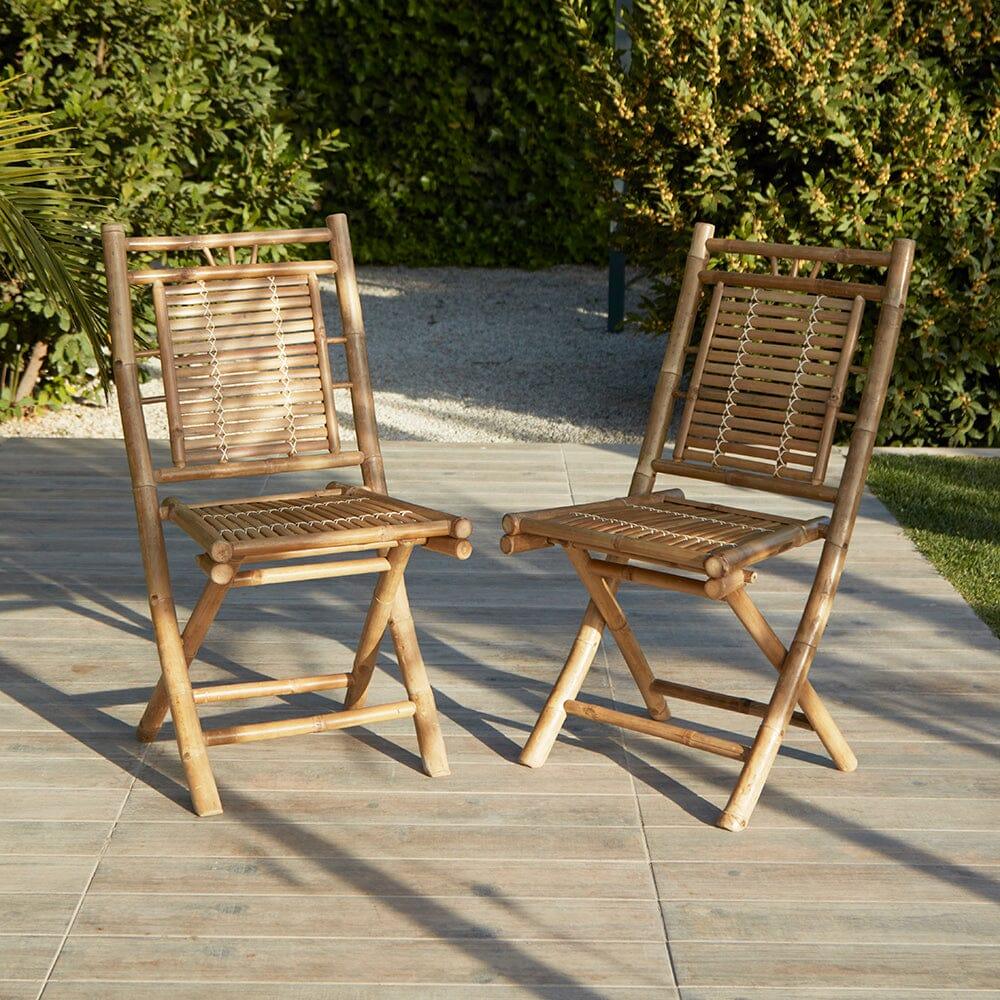 Lila Bamboo Garden Folding Chairs - Set of 2