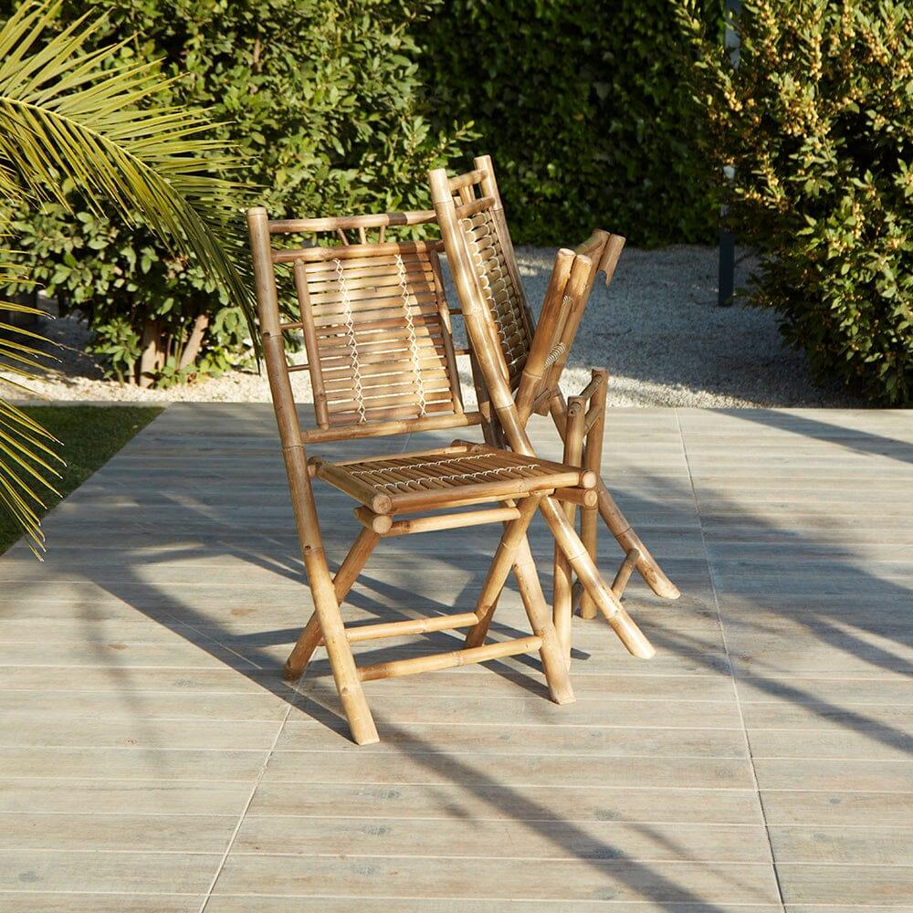 Lila Bamboo Garden Folding Chairs - Set of 2
