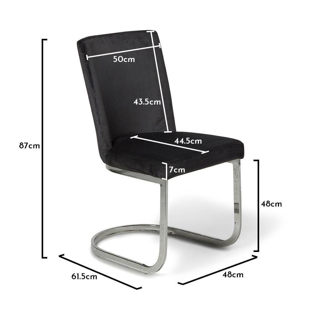 OUTLET - Lola dining chair - black with chrome legs