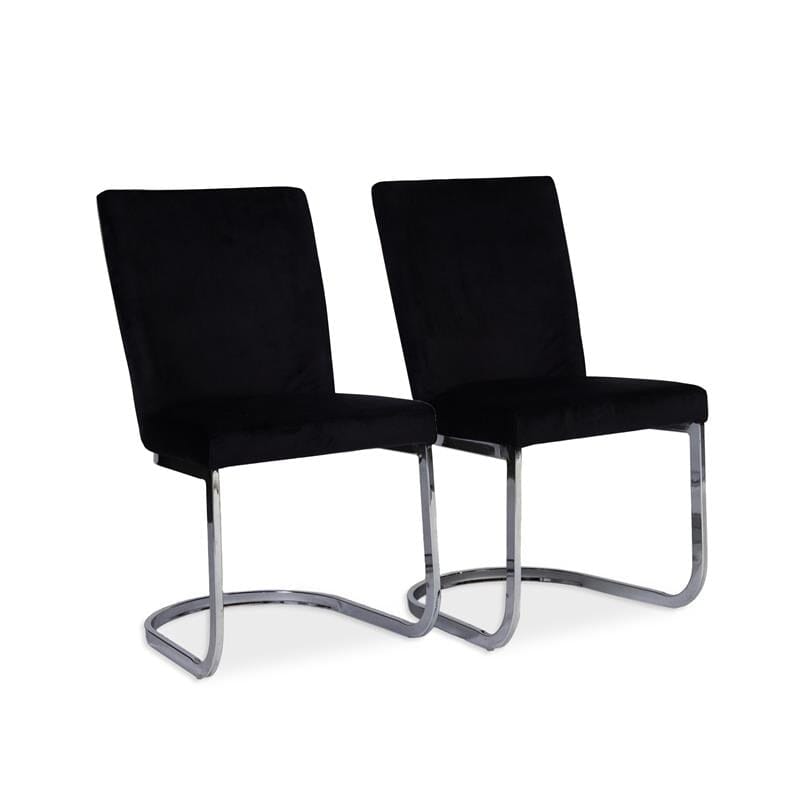 Lola Black Dining Chairs - Set of 2 - Chrome Legs