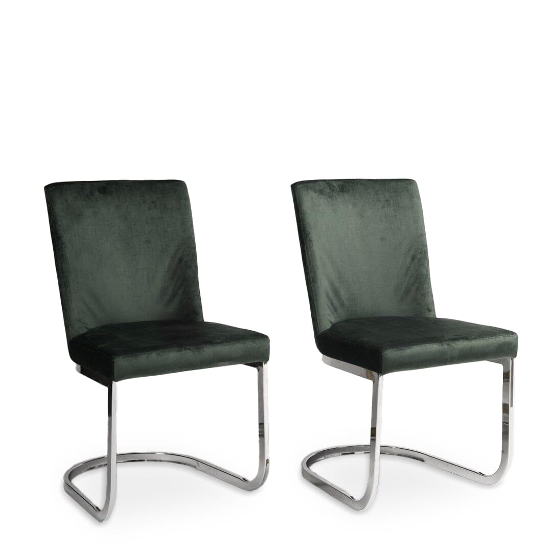 Lola Green Dining Chairs - Set of 2 - Chrome Legs
