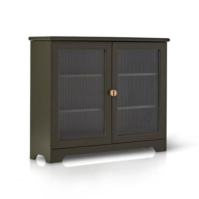 Lua 2 Door Narrow Sideboard - Fir Green with Glass Door