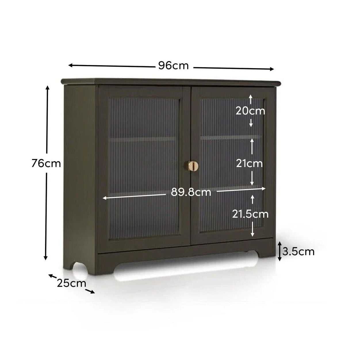 Lua 2 Door Narrow Sideboard - Fir Green with Glass Door