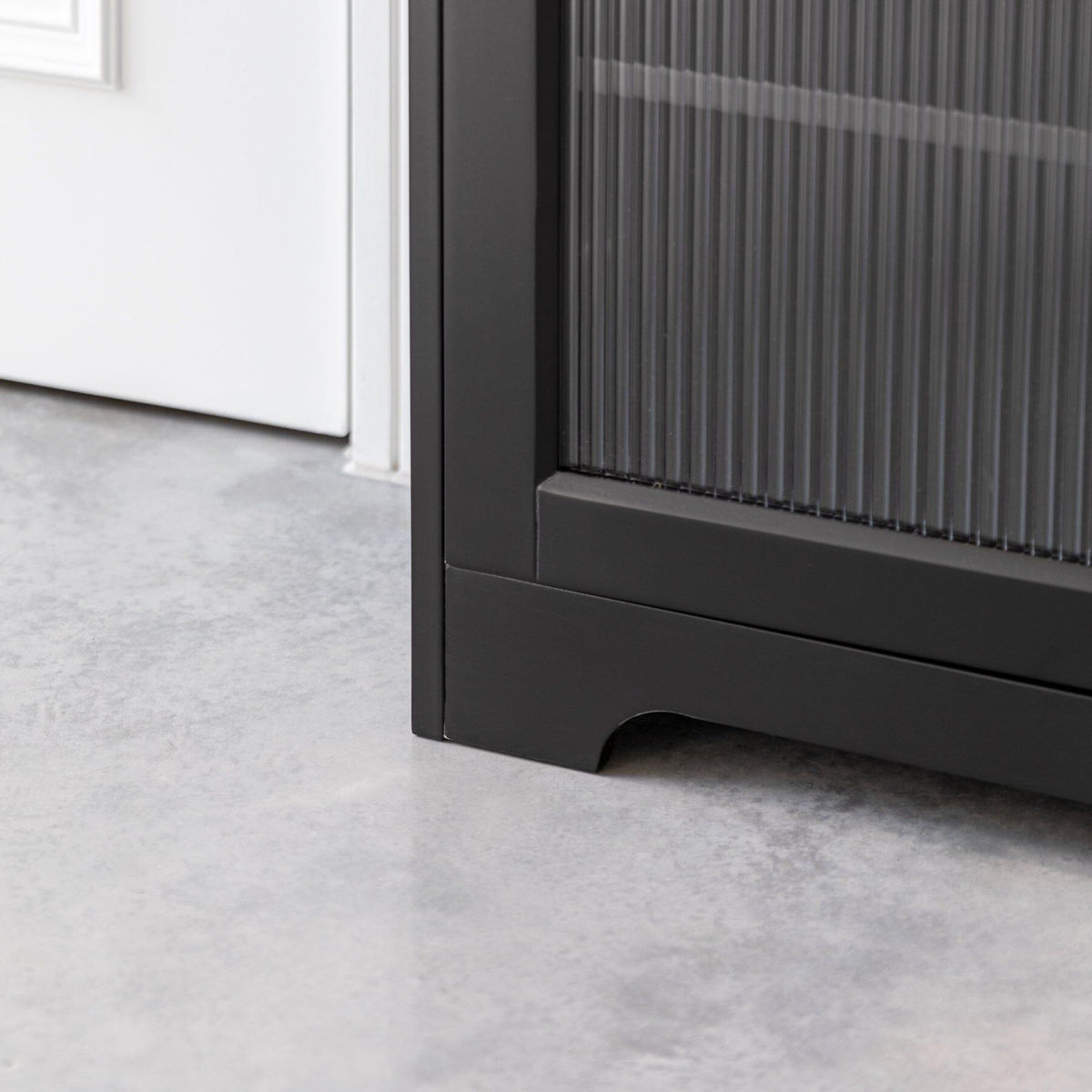 Lua 2 Door Narrow Sideboard - Noir Black with Glass Door