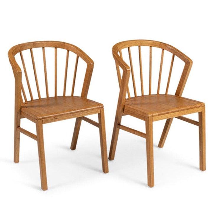 Mabel Oak Wooden Spindle Dining Chairs - Set of 2