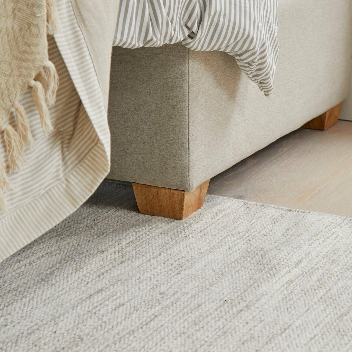 Madeleine Ottoman Bed in a Box - Sand with Pale Oak Legs