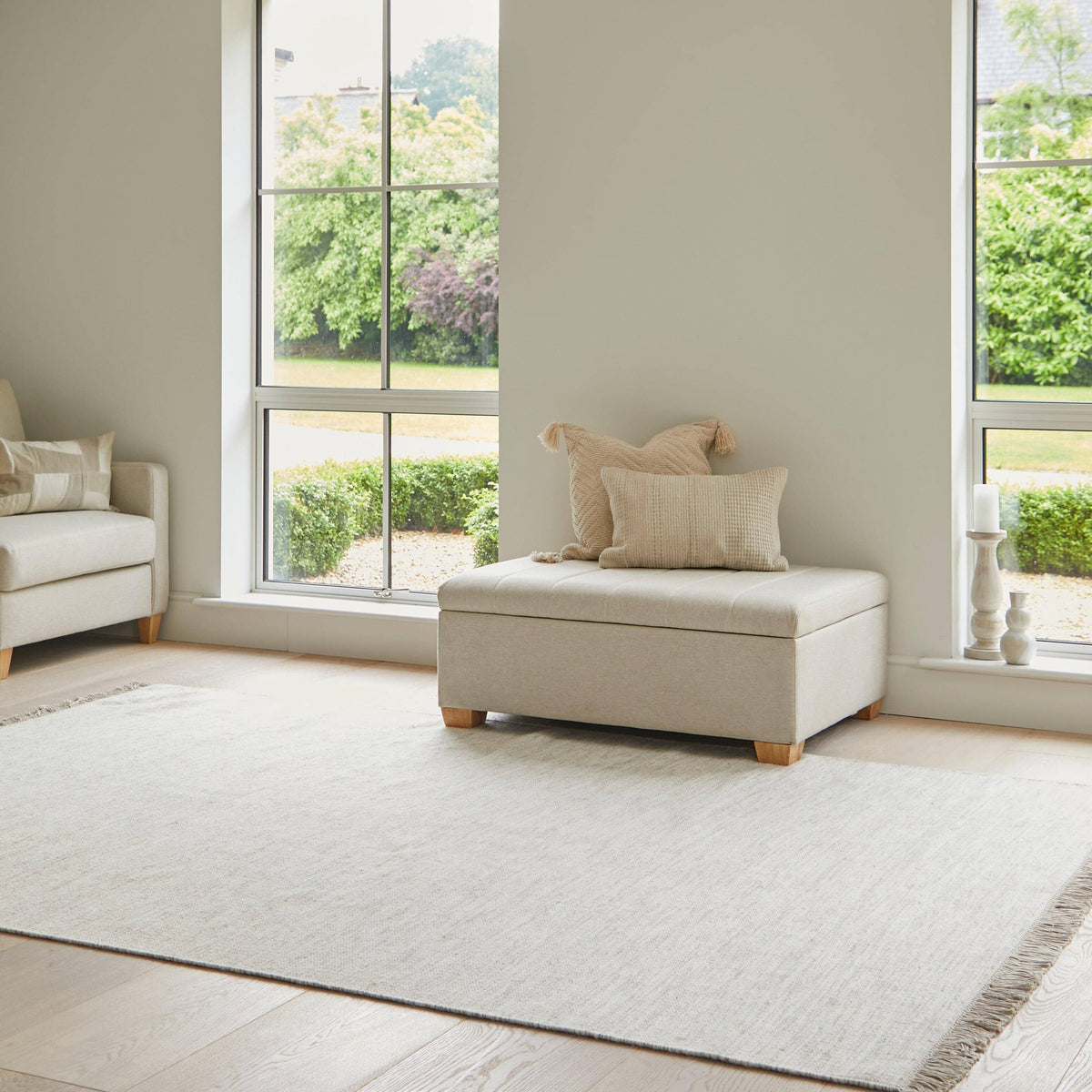 Madeleine Ottoman Bed in a Box - Sand with Pale Oak Legs