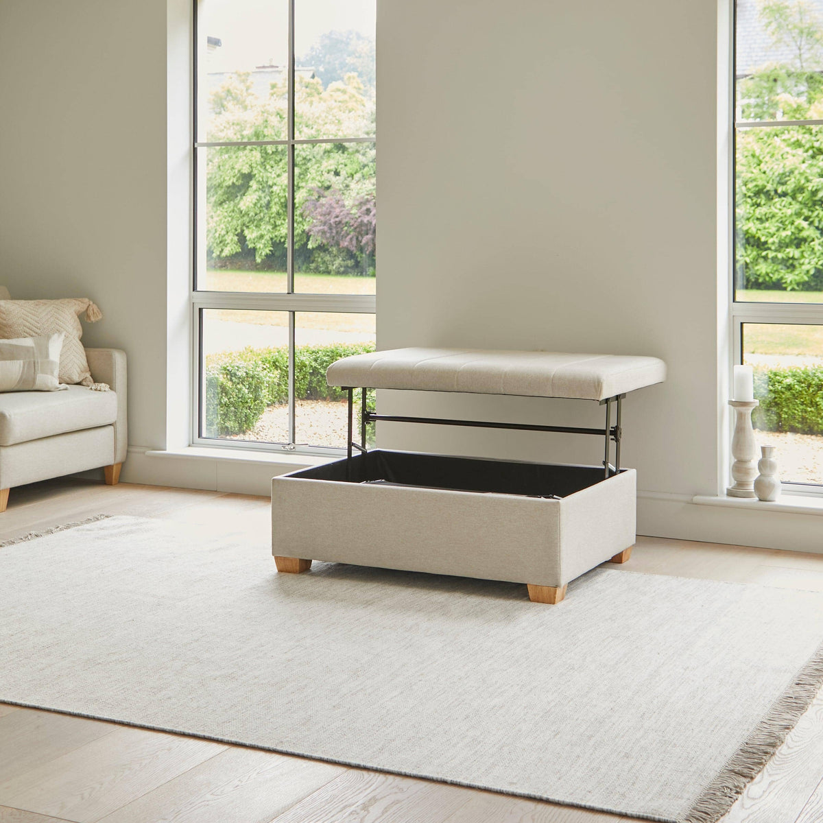 Madeleine Ottoman Bed in a Box - Sand with Pale Oak Legs