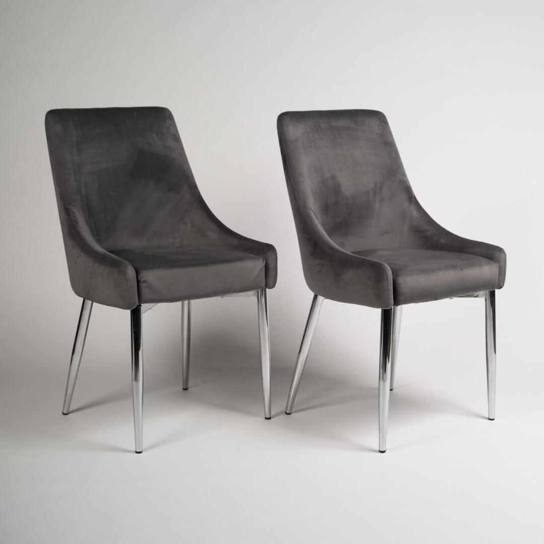 Outlet - Maeve Dining Chairs - Set of 2 - Grey & Chrome