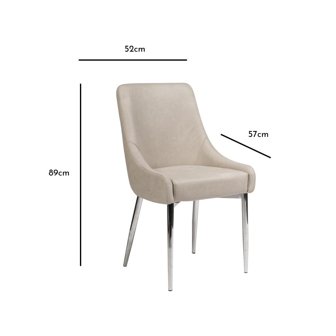 Outlet - Maeve Dining Chairs - Set of 2 - Stone & Chrome