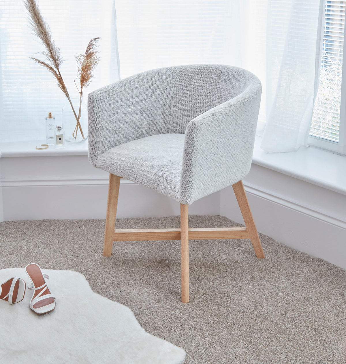 OUTLET - Magnus Dove Grey Dining Chairs - Set of 2 - Pale Oak Legs