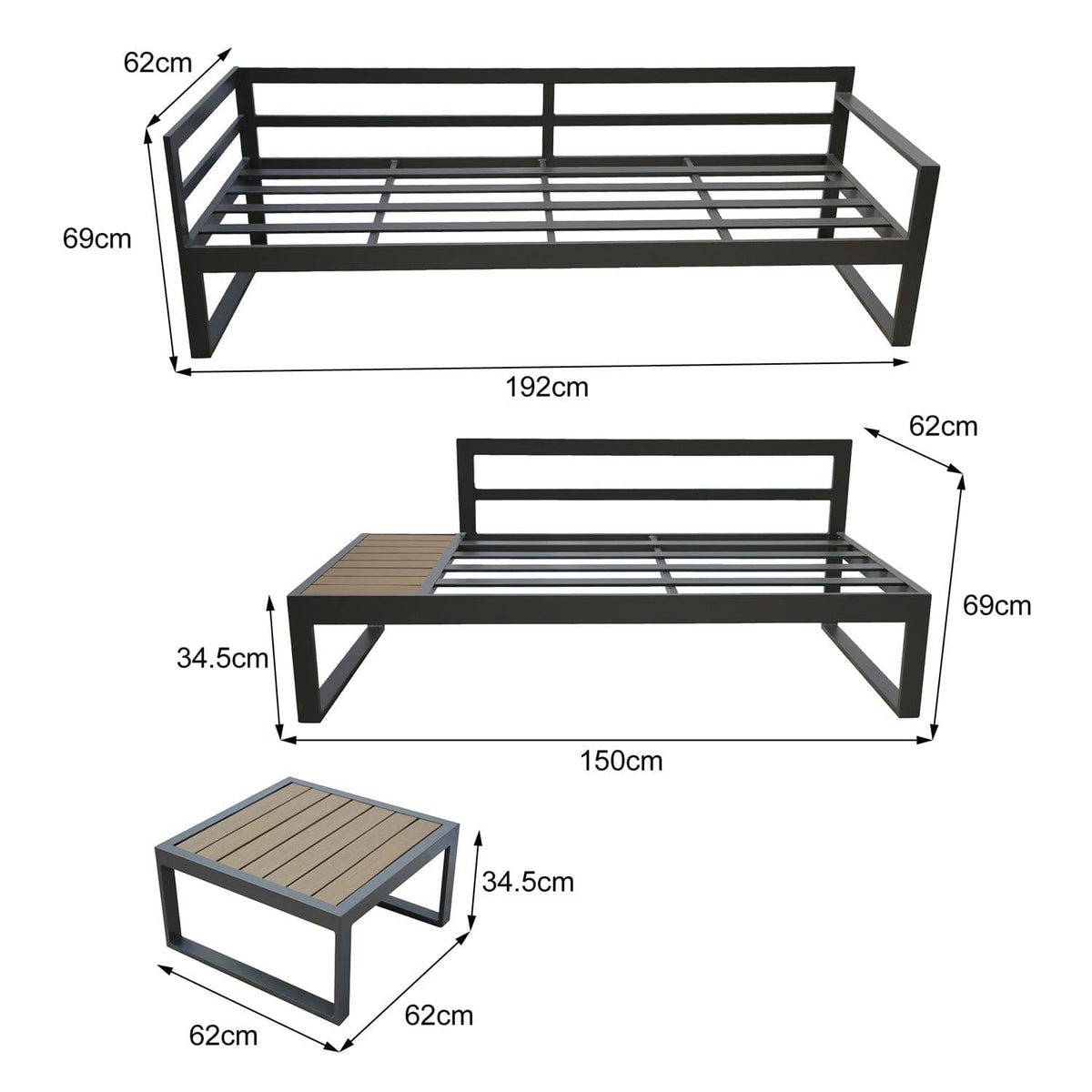OUTLET - Maia Garden Corner Sofa - Black - Right Hand Assembly