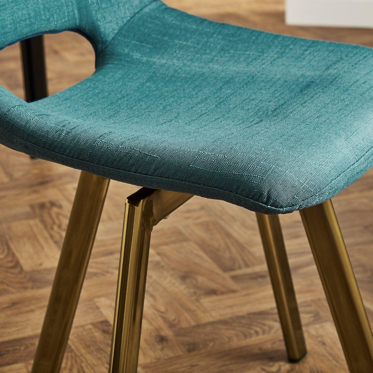 OUTLET - Margot Teal Dining Chairs - Set of 2 - Brass Legs