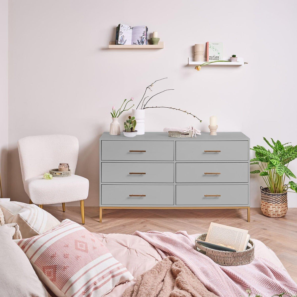 Marie 6 Drawer Chest of Drawers - Grey