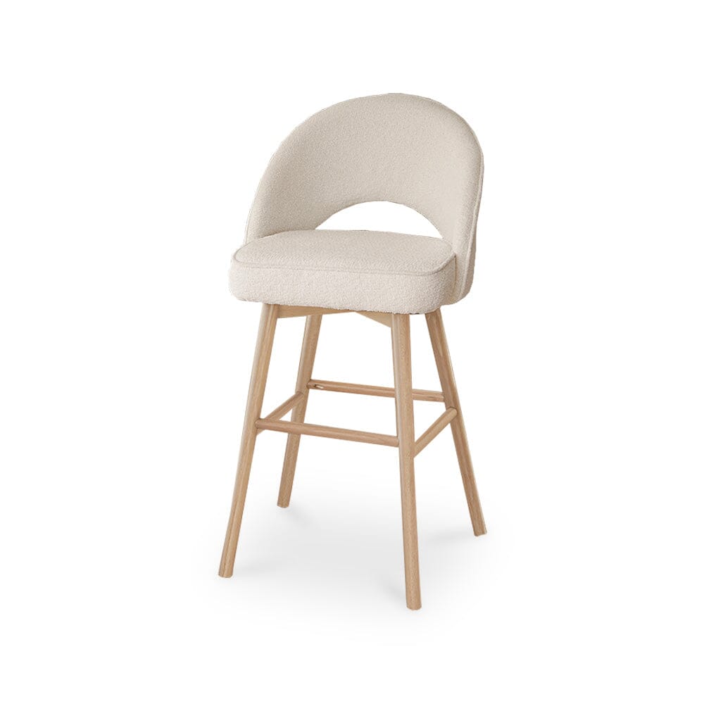 Marilyn Boucle Bar Stool - Whitewash Legs