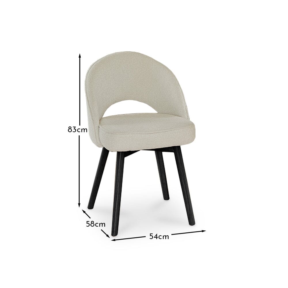 Marilyn Boucle Dining Chairs - Set of 2 - Black Oak Legs