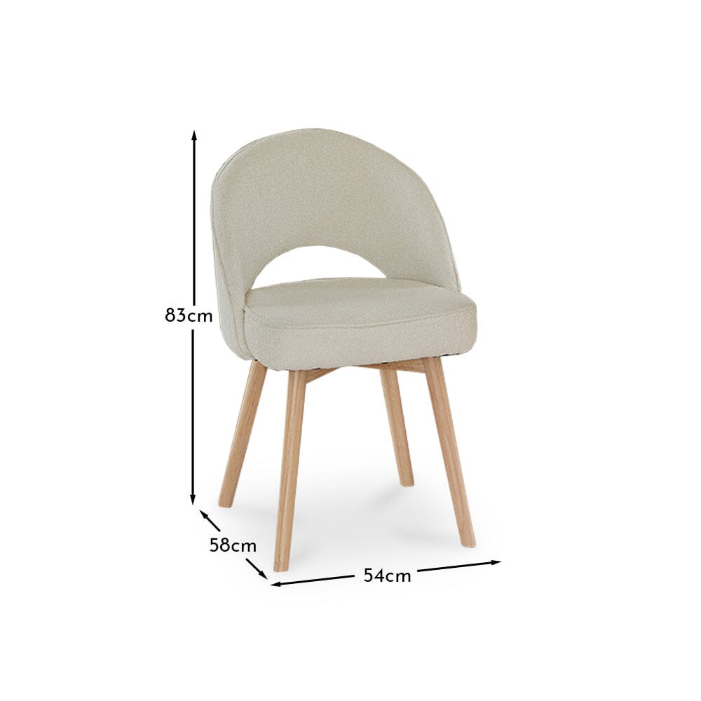 Marilyn Boucle Dining Chairs - Set of 2 - Whitewash Oak Legs