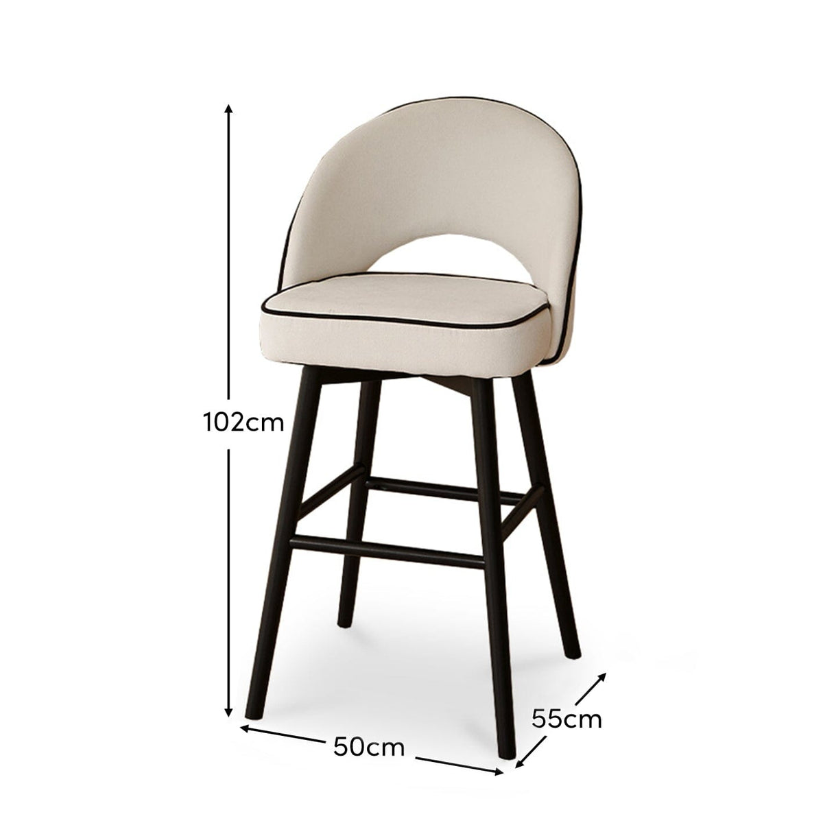 Marilyn Ivory Bar Stool - Black Oak Legs