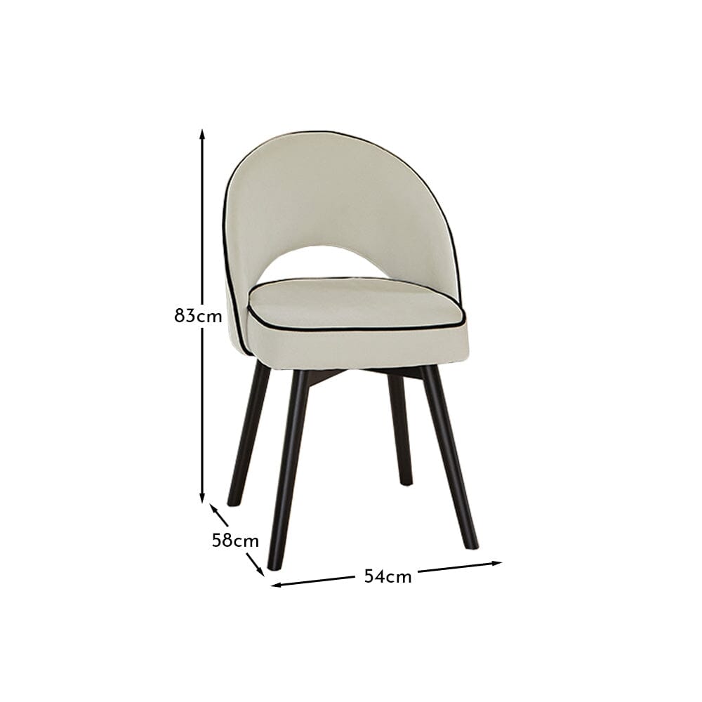 Marilyn Ivory Dining Chairs - Set of 2 - Black Oak Legs