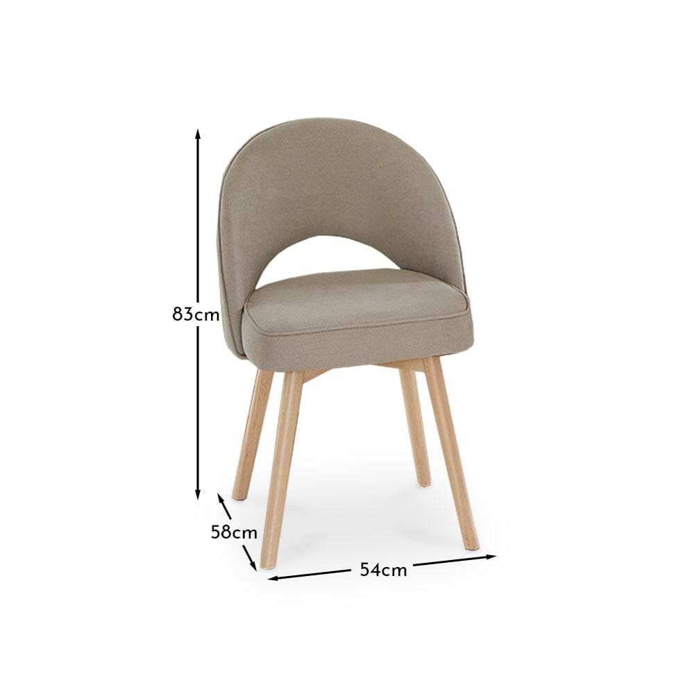 Marilyn Soft Beige Dining Chairs - Set of 2 - Whitewash Oak Legs