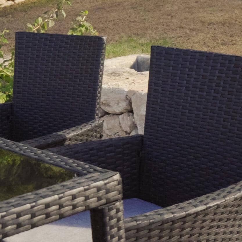 Marston 4 Seater Rattan Garden Dining Set - Black