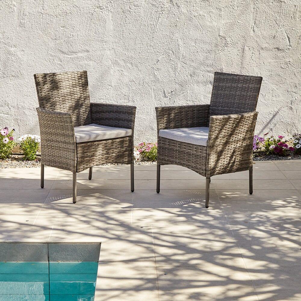 Marston 4 Seater Rattan Garden Dining Set - Grey - Glass Top