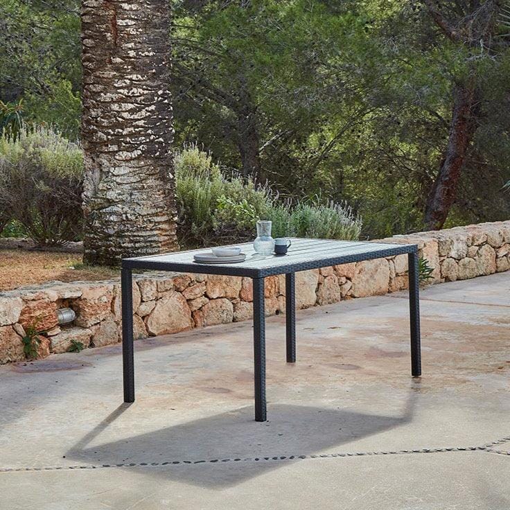 Marston 8 Seater Rattan Garden Dining Set - Black - Polywood Top