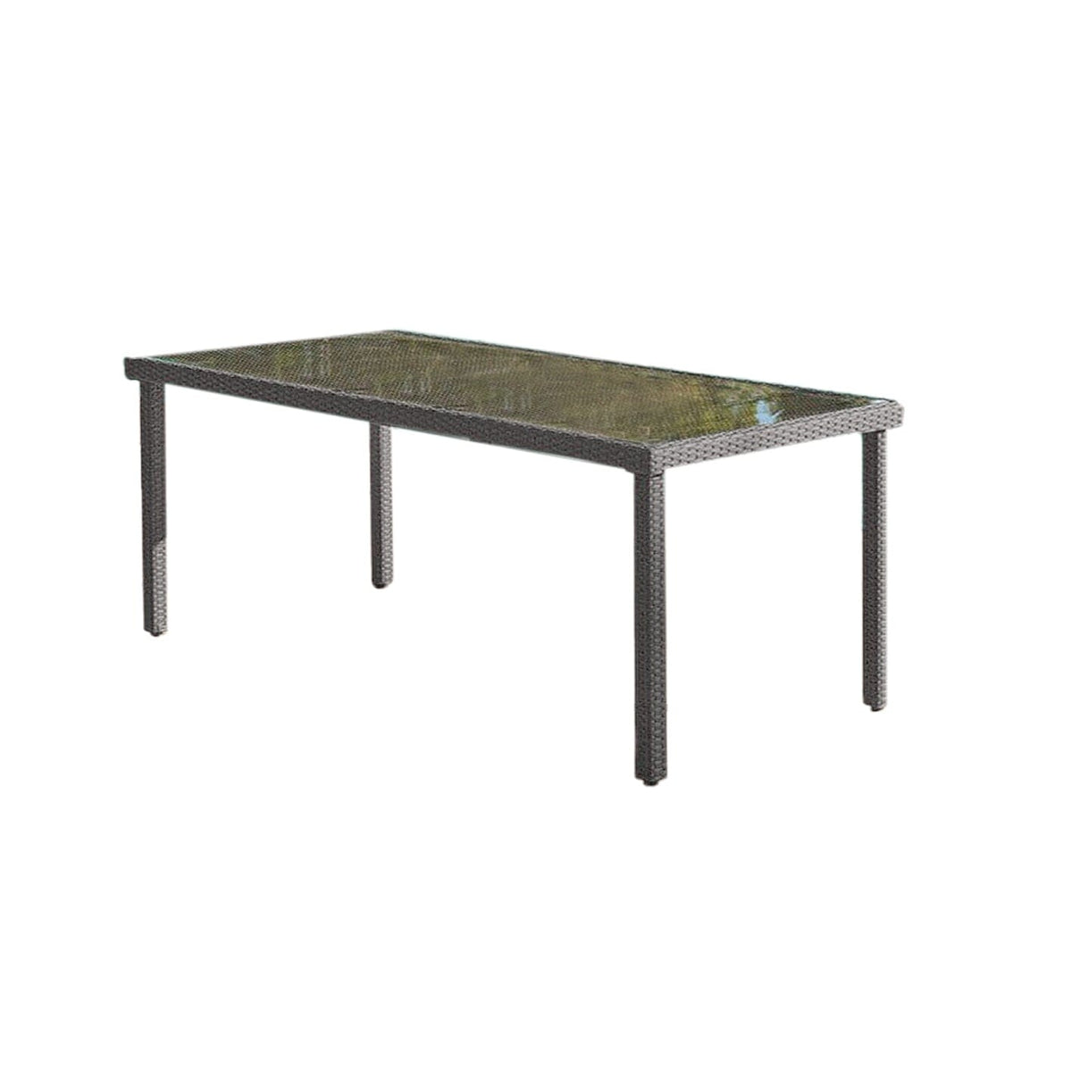 Marston 6 Seater Rattan Garden Dining Set - Grey - Glass Top