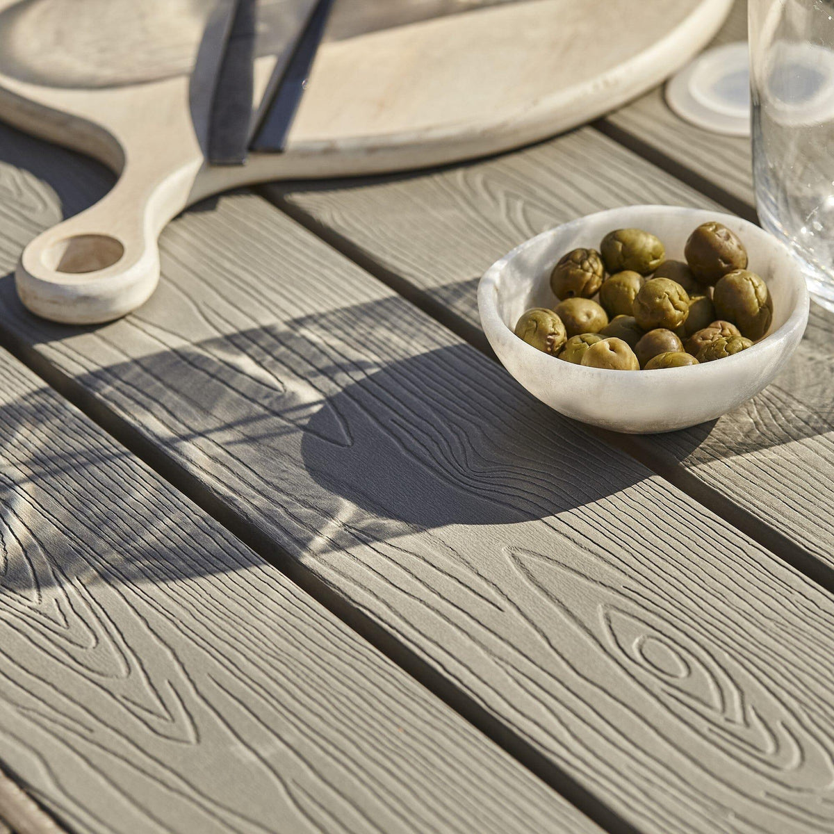 Marston 8 Seater Rattan Garden Dining Set - Grey - Polywood Top