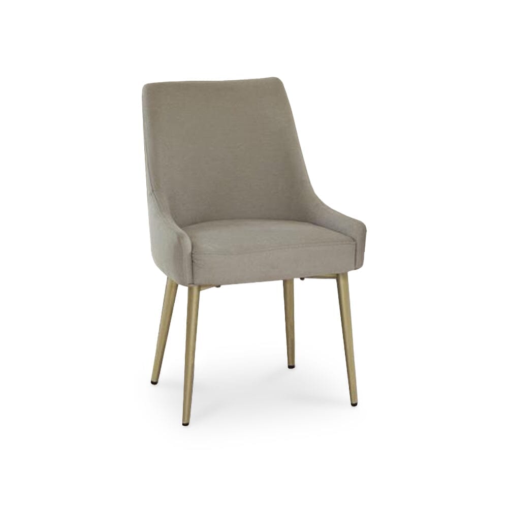 Maeve Soft Beige Dining Chairs - Set of 2 - Gold Legs