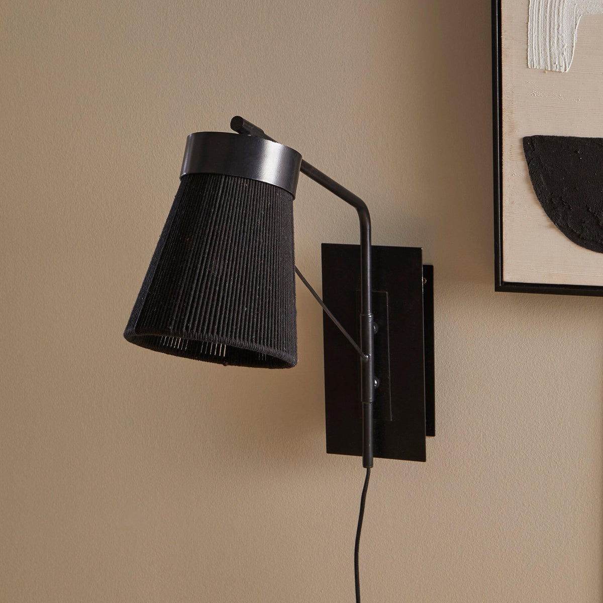 Outlet - Neri Black Cotton String Wall Light
