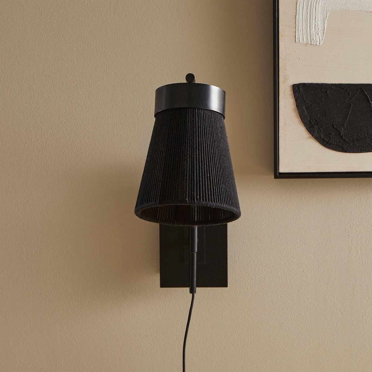 Outlet - Neri Black Cotton String Wall Light