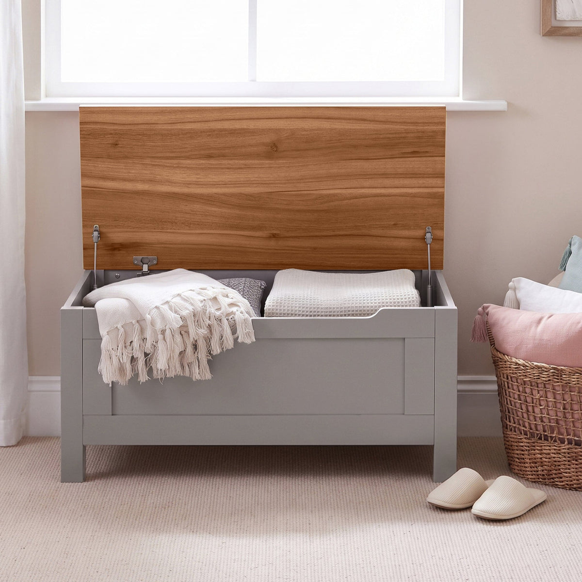 Bampton Blanket Box - Stone Grey