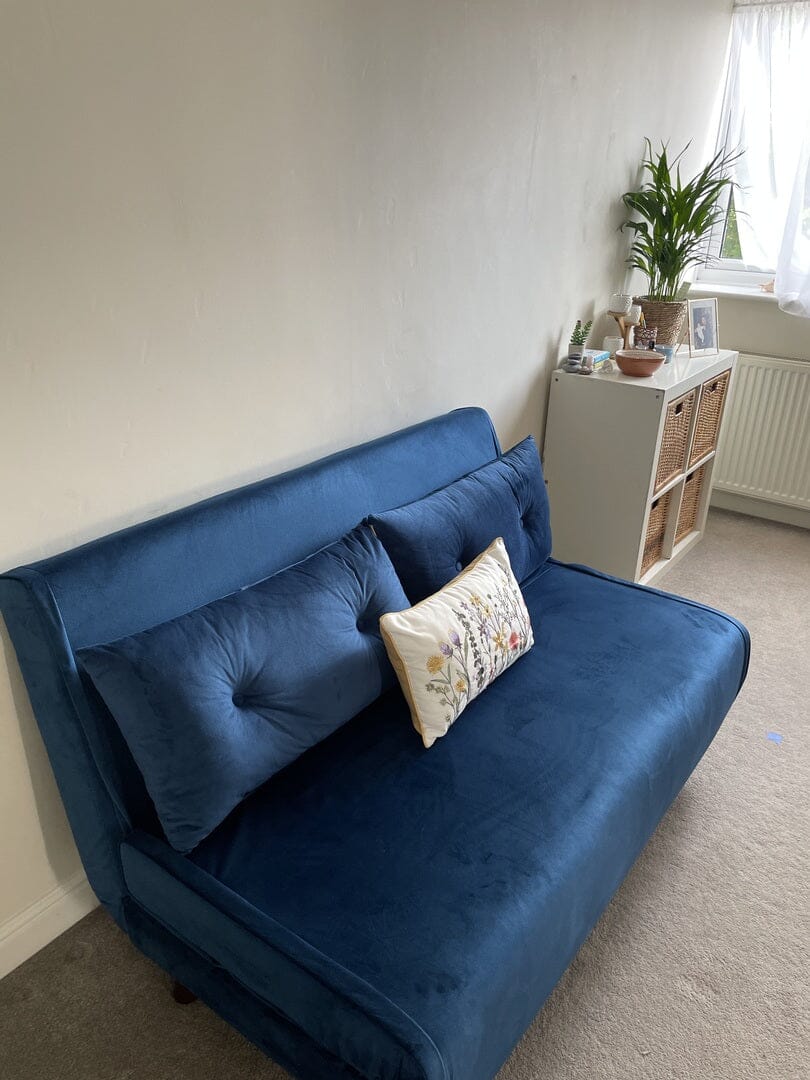 Una 2 Seater Double Sofa Bed - Blue Velvet