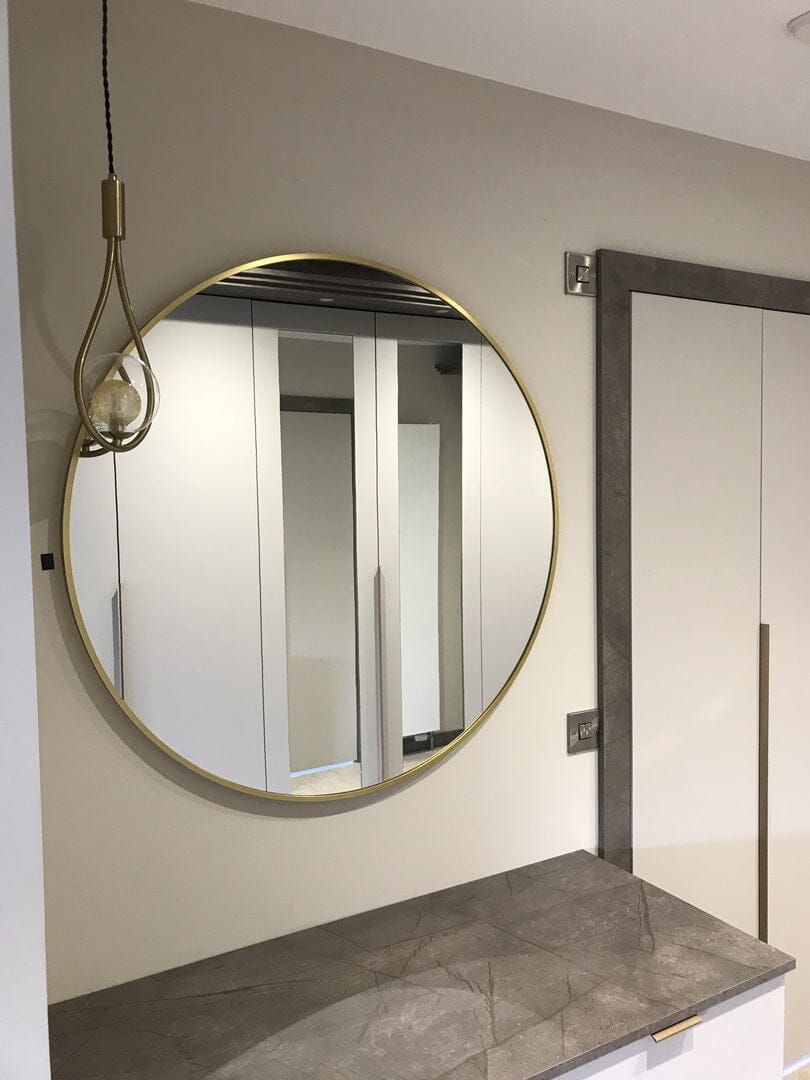 Marbury 100cm Metal Round Mirror - Gold