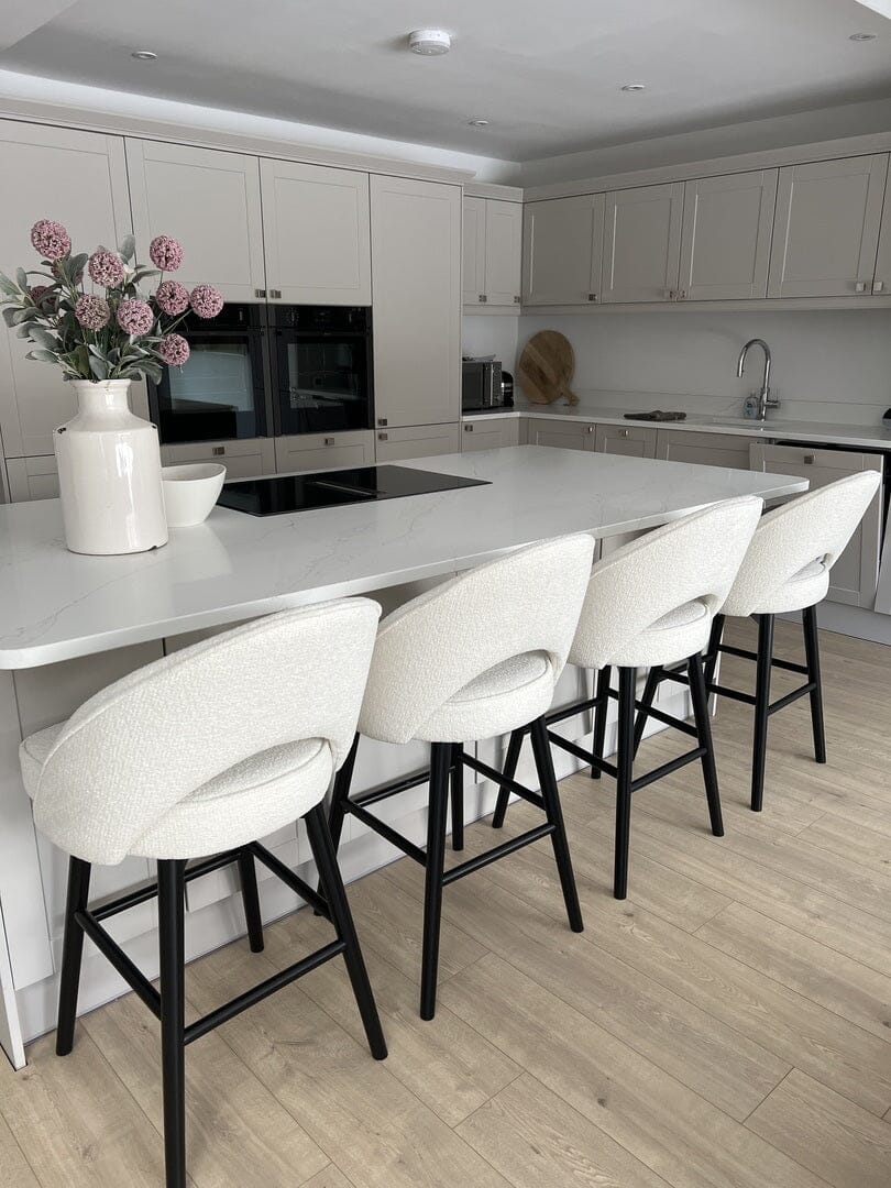 Marilyn Boucle Bar Stool - Black Legs